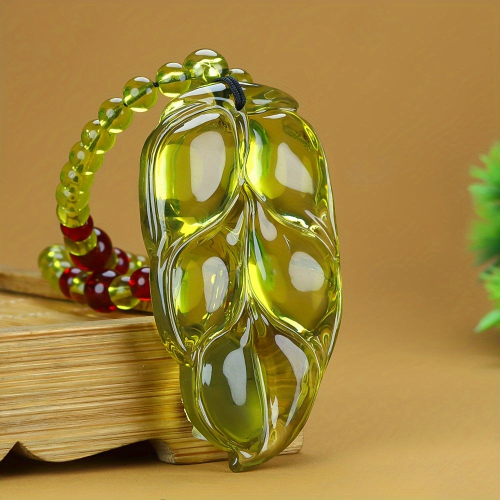 Natural Amber Tree Leaf Pendant - Overnight Wealth & Spiritual Protection Necklace