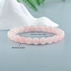 Pink Stone Elastic Bracelet - Natural Stone Energy for Daily Wear & Self-Confidence