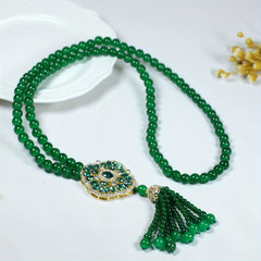 Elegant Faux Jade Flower Pendant Necklace for Harmony Grace and Abundance