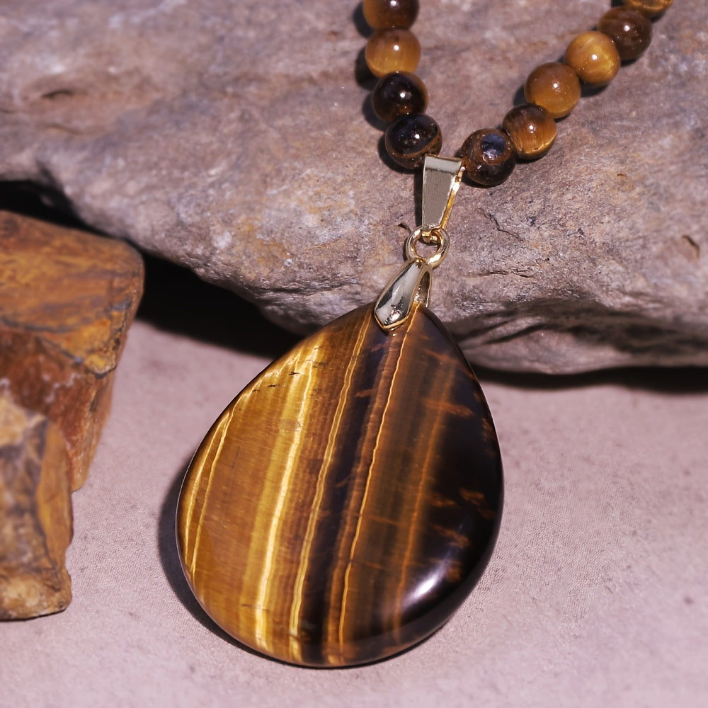 Vintage Tiger Eye Pendant Necklace - Harmony & Protection for Daily Wear