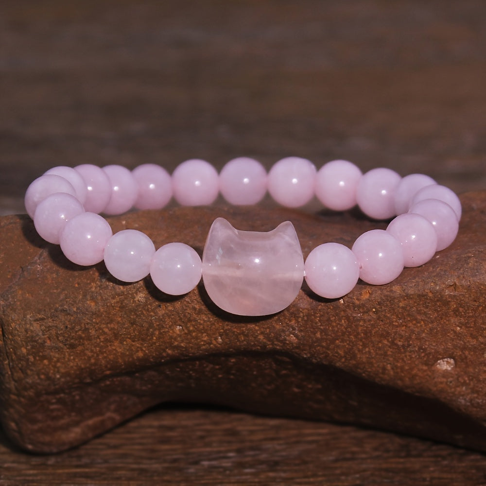 Elegant Cute Cat Head Bracelet - Natural Stone Energy for Daily Wear & Gifting