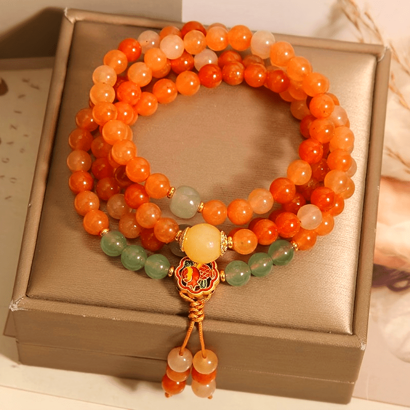 Radiant Carnelian & Enamel Multi-Ring Harmony Bracelet – Energy Balance, Vitality & Spiritual ProtectionRadiant Carnelian
