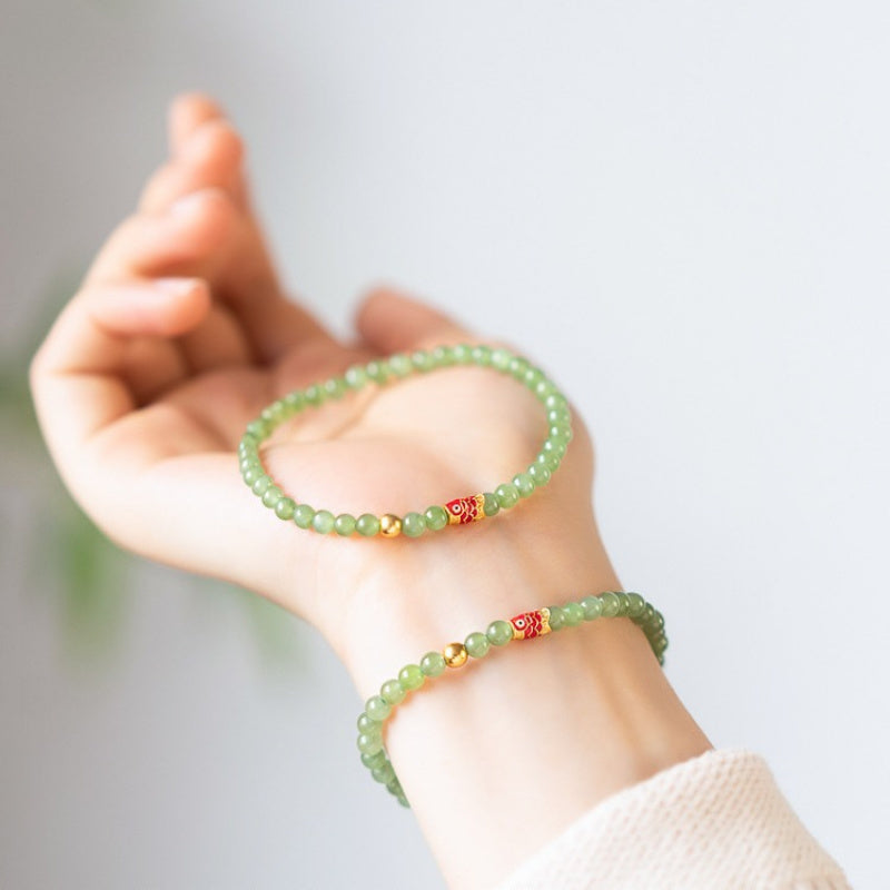 Bohemian Koi Fish Bracelet - Green Gemstone for Luck & Harmony