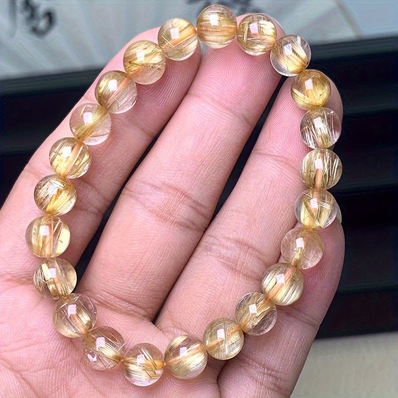 Bohemian Yellow Crystal Bracelet - 6mm Smooth Beads for Energy Flow & Daily Elegance