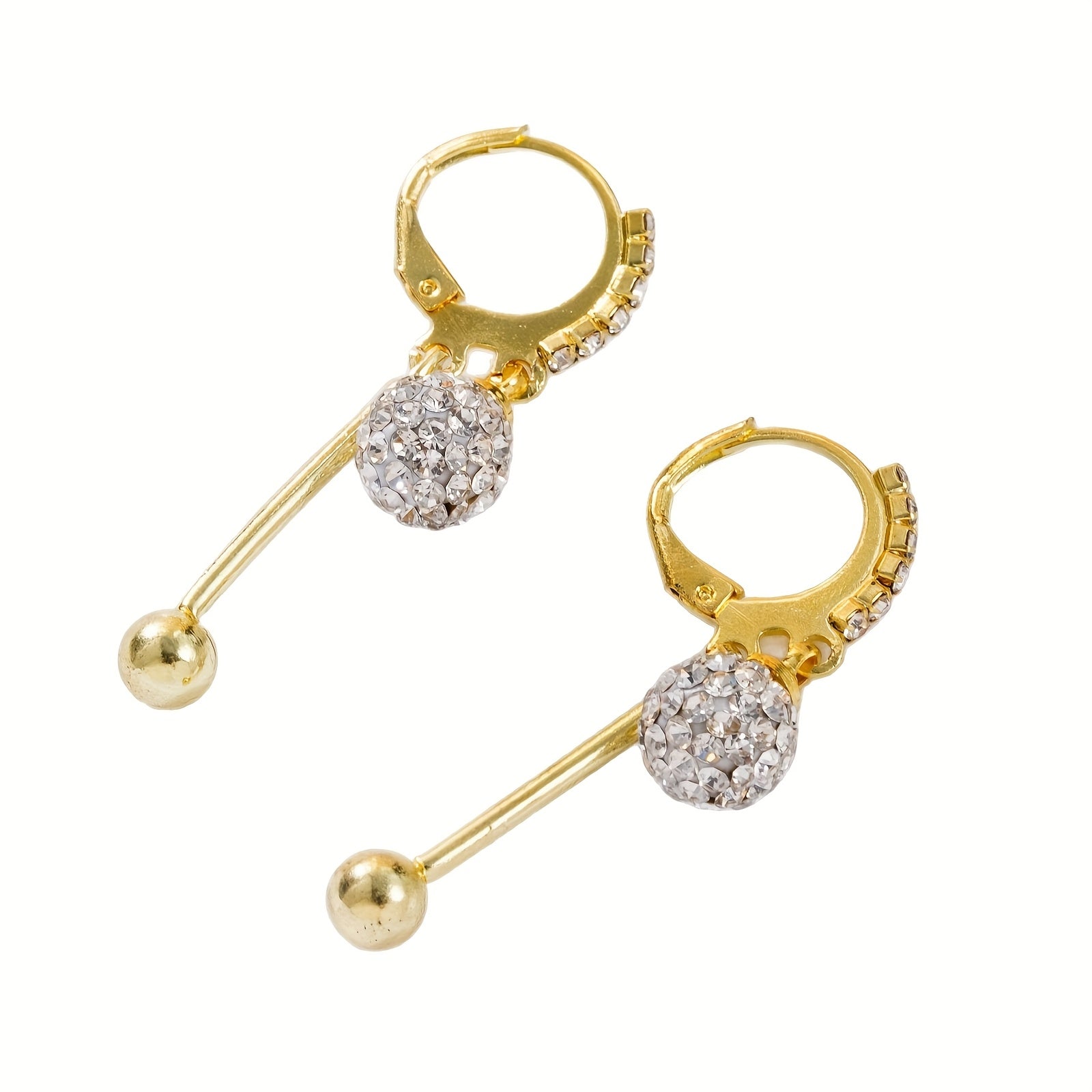 Elegant Rhinestone Statement Earrings with Positive Energy - Comfortable Clip-On Design for Daily Wear