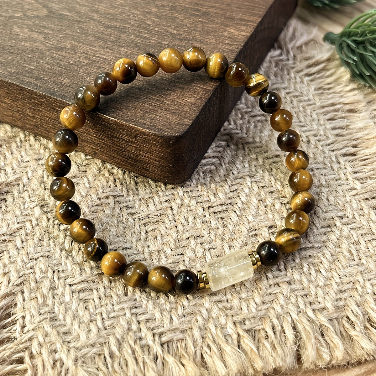 Tiger's Eye & Citrine Beaded Bracelet - Grounding & Protective Charm for Wealth & Prosperity