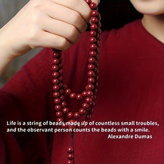 108 Natural Red Cinnabar Beads Bracelet - Enhance Spiritual Energy & Prosperity