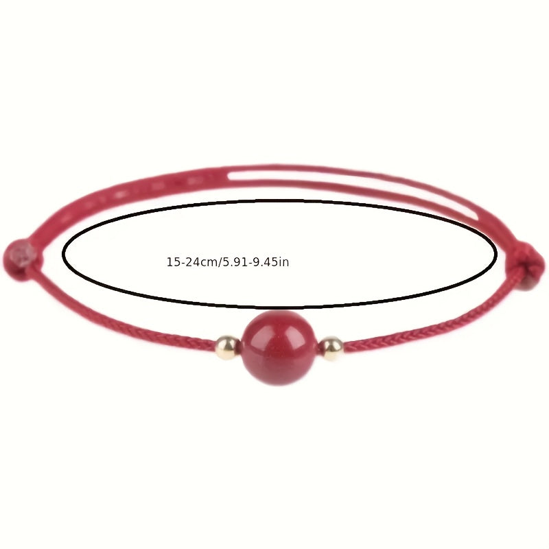 Women's Adjustable Red Rope Anklet  Hand-Woven Good Luck Charm with Beads  One-Size-Fits-Most  Spiritual Harmony Jewelry for Daily & Formal Wear