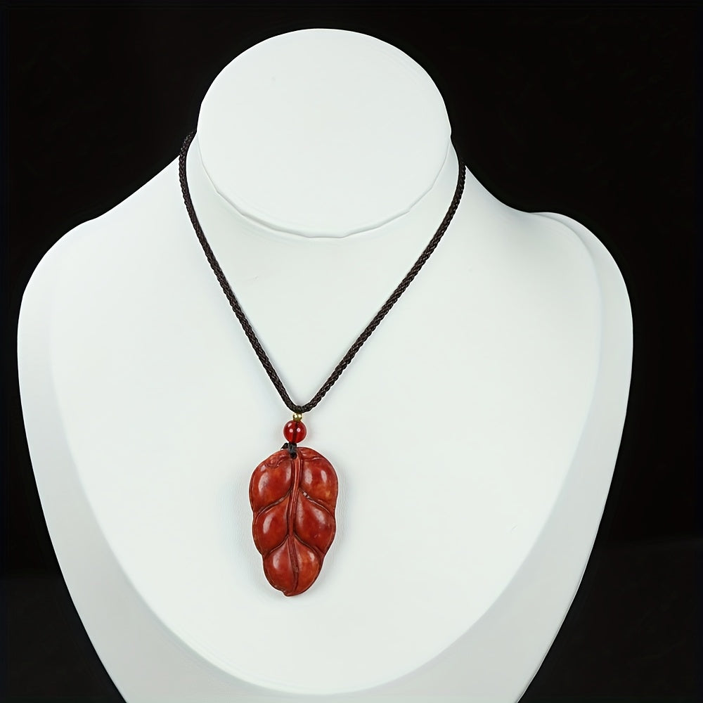 Elegant Red Maple Leaf Pendant for Vitality, Grounding, and New Beginnings