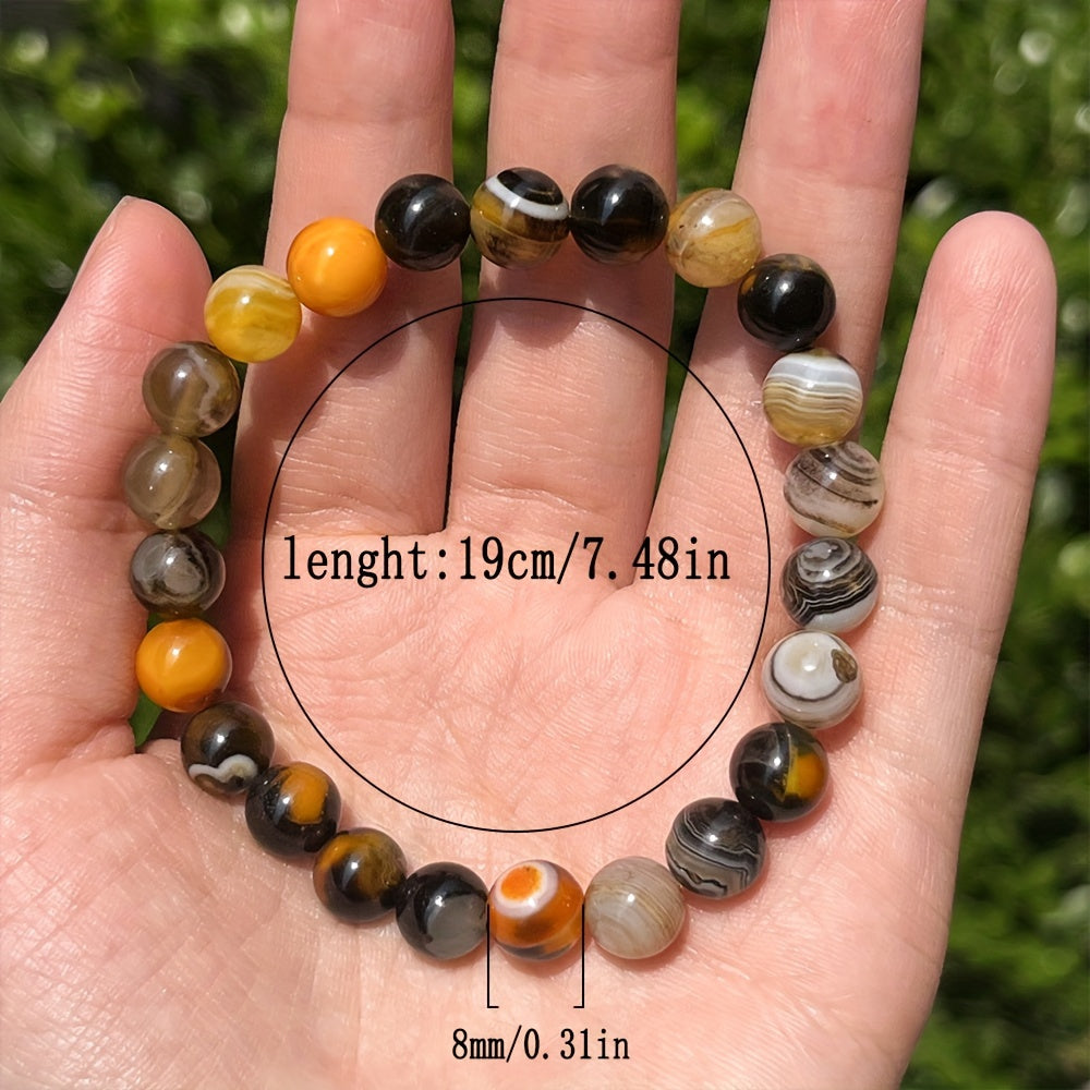 Agate Bracelet Natural Stone Beads Handmade Boho Energy Jewelry