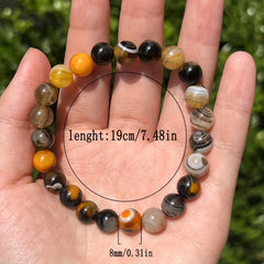 Agate Bracelet Natural Stone Beads Handmade Boho Energy Jewelry