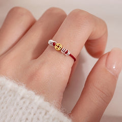 New Chinese Style S925 Silvery Handwoven Red Cord Bracelet - Money Copper Coin Design for Elegant National Style Ins Niche Design with Wealth Energy