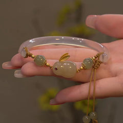 Jade Rabbit Prosperity Bangle — Adjustable Wealth Energy Bracelet for Daily Luck, Calm Protection & Auspicious Blessings (Year of the Snake Gift)