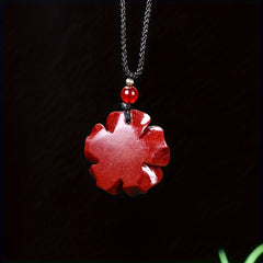 Vintage Bohemian Rose Pendant Necklace - Red Enamel Floral Charm for Love & Protection
