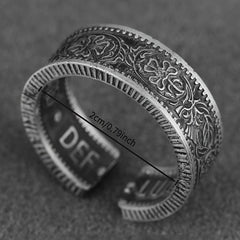 Vintage Open Cuff Rings with "Good Luck" Engraving - Copper & 925 Silver Plating for Daily Wear & Spiritual Energy