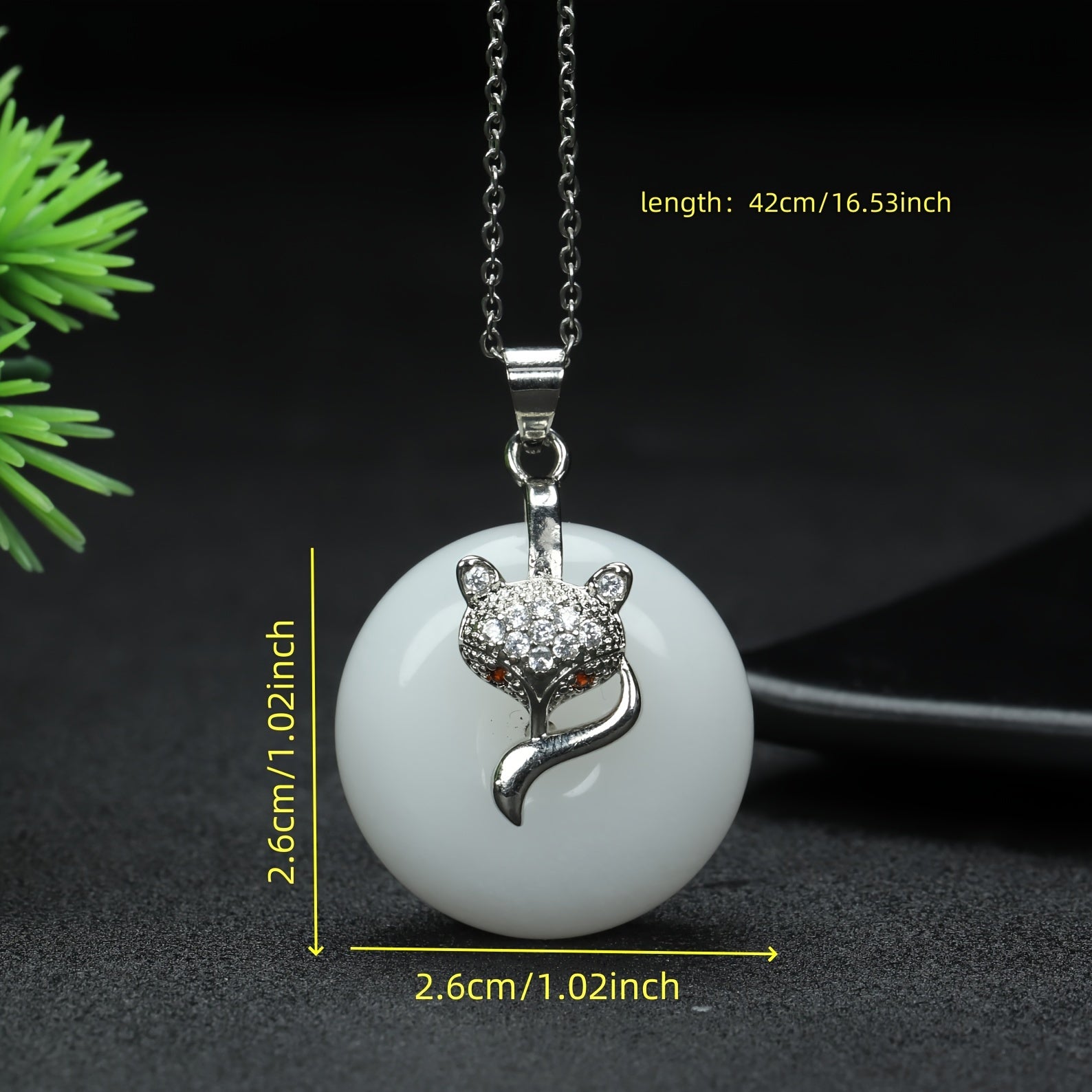 Natural Stone Fox Charm Pendant Necklace for Grounding Energy & Clever Spirit