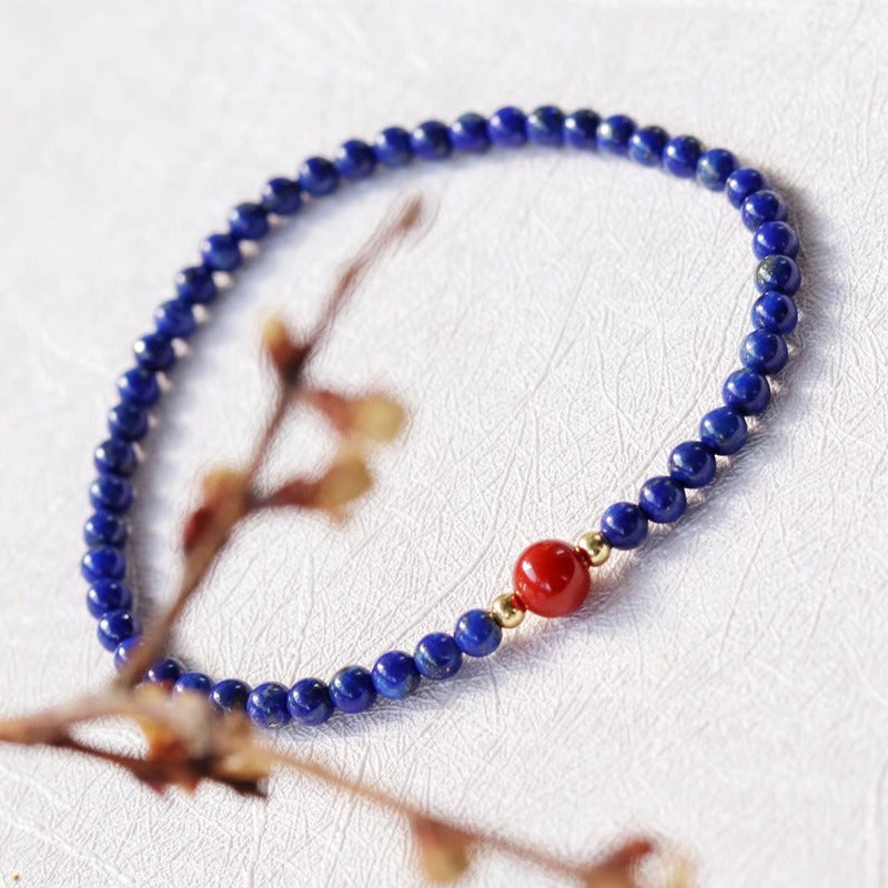 Elegant Handmade Lapis Lazuli Bead Bracelet - Vintage-Inspired, Fashion Accessory for Casual Attire & Gifting