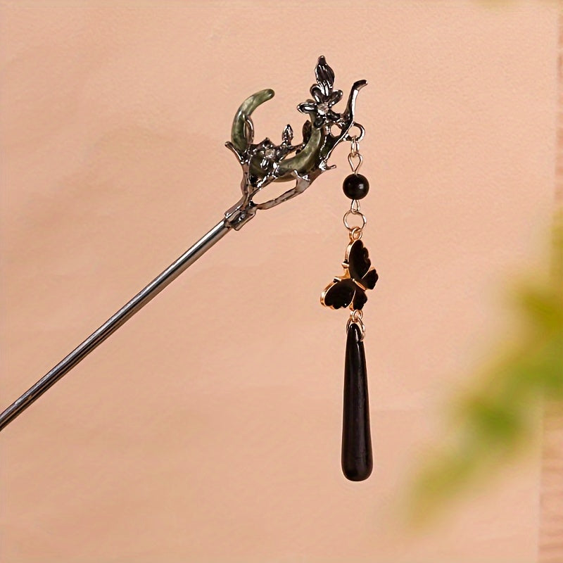 Butterfly Water Drop Hairpin - Ancient Style Tassel Accessory for Mind-Body-Spirit Balance