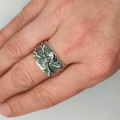 Skull and Memento Mori Ring — Chunky Pirate Biker Ring for Energy Protection & Spiritual Harmony