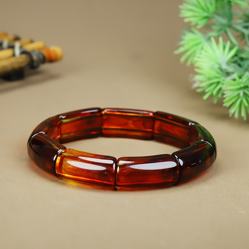 Boho Style Natural Blood Amber Bracelet - Unisex Valentine's Gift for Energy & Protection