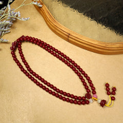 Cinnabar Stone Multi-Layer Bracelet with Lotus Charm Pendant Traditional Chinese Jewelry