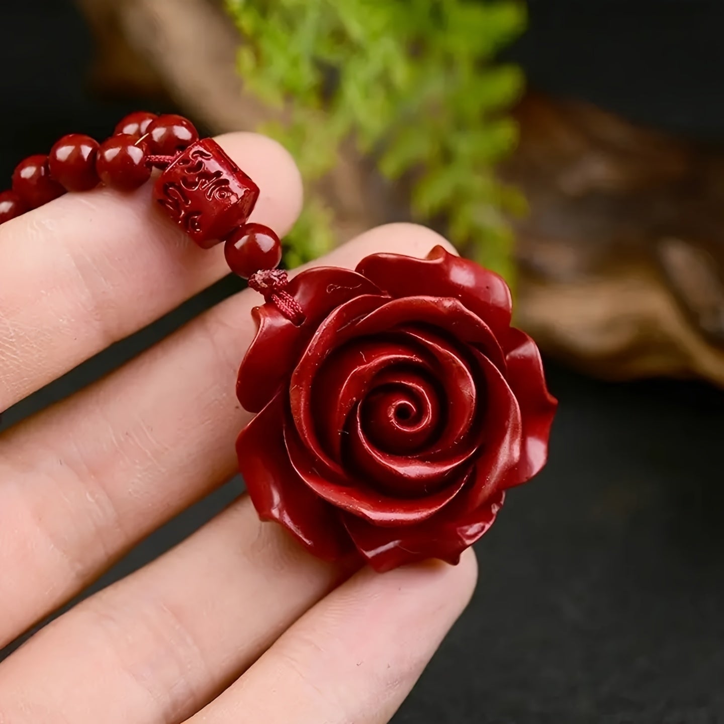 Handmade Red Rose Necklace - Burgundy Floral Jewelry for Love, Luck & Spiritual Harmony