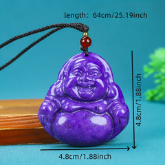 Natural Stone Purple Muscovite Character Pendant Ethnic Style Unisex Smiling Face Necklace for Joy, Protection and Spiritual Harmony