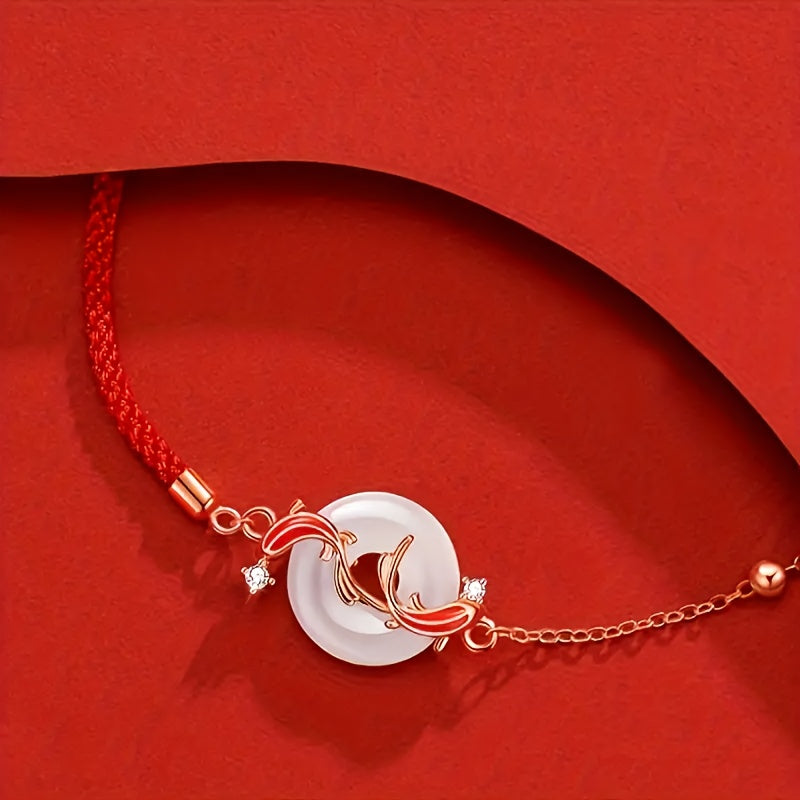 Red Koi Fish Charm Bracelet — Luck & Harmony Enhancing Adjustable Bangle