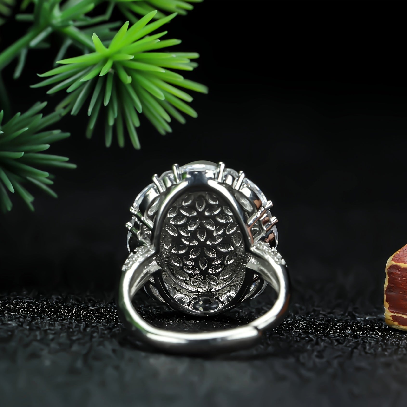 Elegant Vintage Chalcedony Cocktail Ring | Large Oval Gemstone Jewelry for Clarity & Emotional Healing