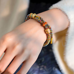 Tibetan Colorful Six-Word Mantra Bracelet — Spiritual Harmony & Luck Enhancing Jewelry