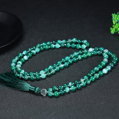 Natural Agate Mala Necklace - 108 Beads for Spiritual Healing & Daily Wear
