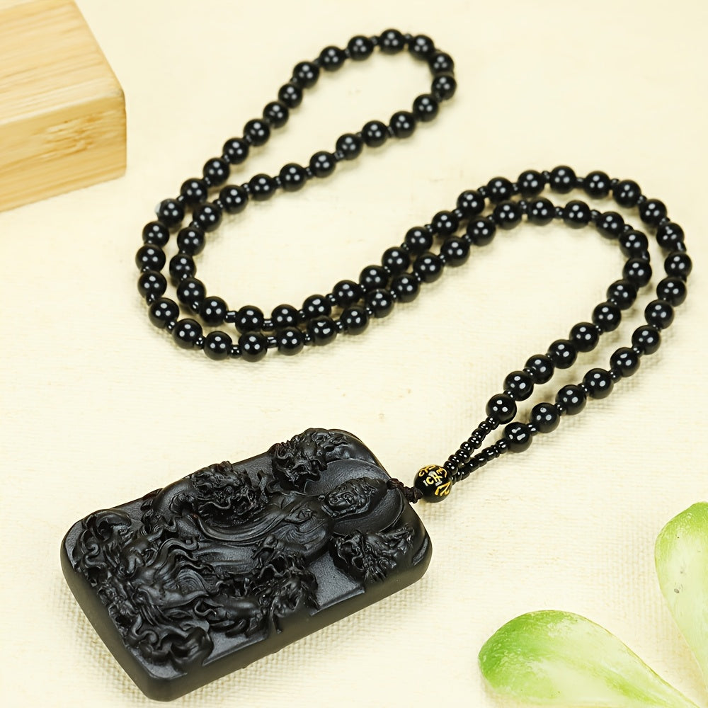 Close-up detail of the nine dragons carved on the color-changing pendant, showcasing intricate artistry