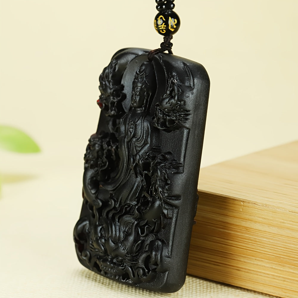 The pendant worn, showcasing its scale and presence as personal adornment