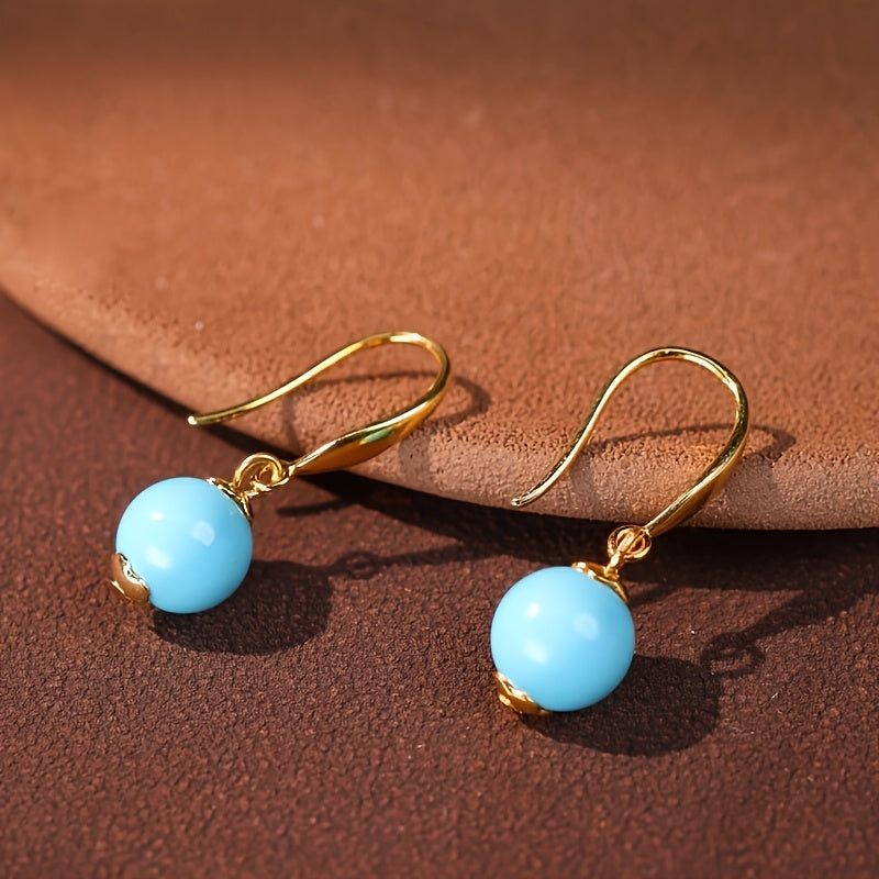 Tealight Blue Dangle Earrings - 8mm Magnesium Alloy for Energy Balance & Daily Elegance