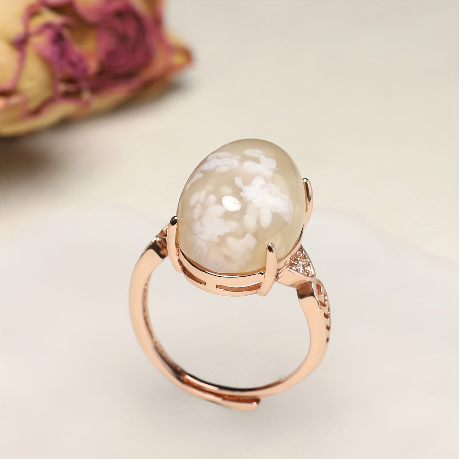 Elegant Cherry Natural Stone Ring for Beach Parties & Holidays with Spiritual Energy