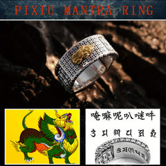 Feng Shui Pixiu Mantra Ring - Enhance Wealth & Protection with 925 Sterling Silver