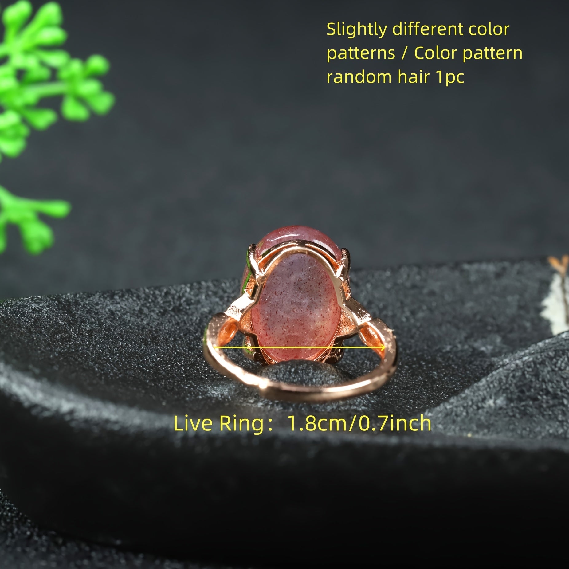Elegant Pink Strawberry Quartz Ring - Harmonious Energy for Love & Emotional Healing