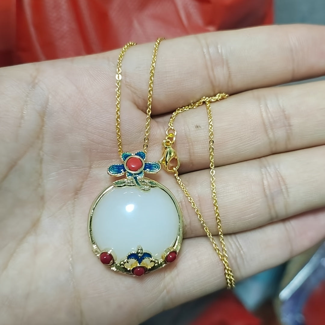 Burnt Blue Lotus Jade Pendant for Spiritual Enlightenment, Inner Peace, and Calm Energy