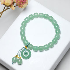 Elegant Natural Stone Bracelet with Peace Charm - Unisex Energy for Harmony & Connection