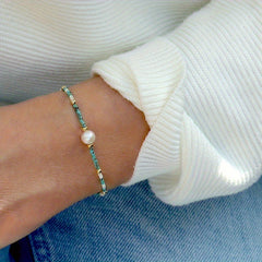 Boho Pearl Charm Beaded Bracelet — Harmony & Intuition Enhancing Stretch Stack Bracelet