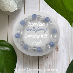 Angelite & Clear Quartz Bracelet - Good Luck & Prosperity Unisex Jewelry