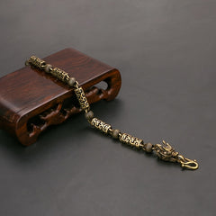 [Vintage Hollow Dragon Head Gift] Vintage Brass Dragon Head Bracelet - Traditional Chinese Style, Unique Gift for Boyfriend, Hollow Design