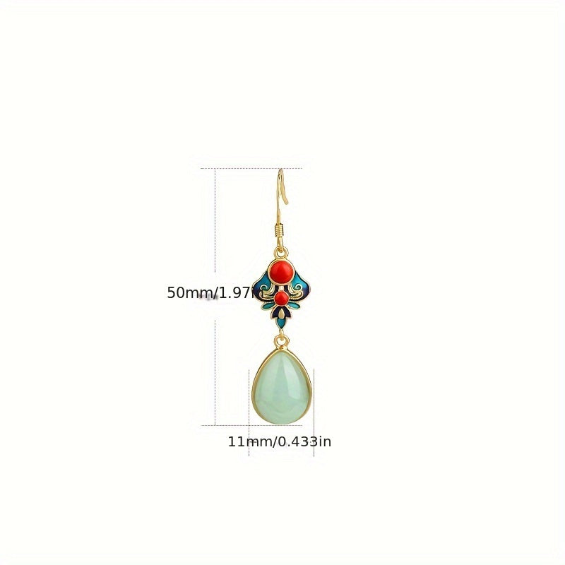 Elegant Chinese Vintage Enamel Earrings for Harmony & Prosperity Energy
