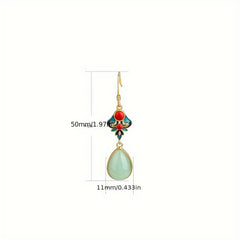 Elegant Chinese Vintage Enamel Earrings for Harmony & Prosperity Energy