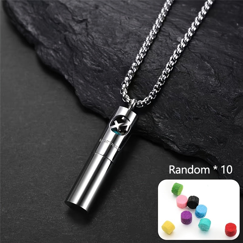 12 Constellation Series Creative Fragrance Necklace - Silver-Tone Perfume Pendant for Emotional Balance & Spiritual Harmony