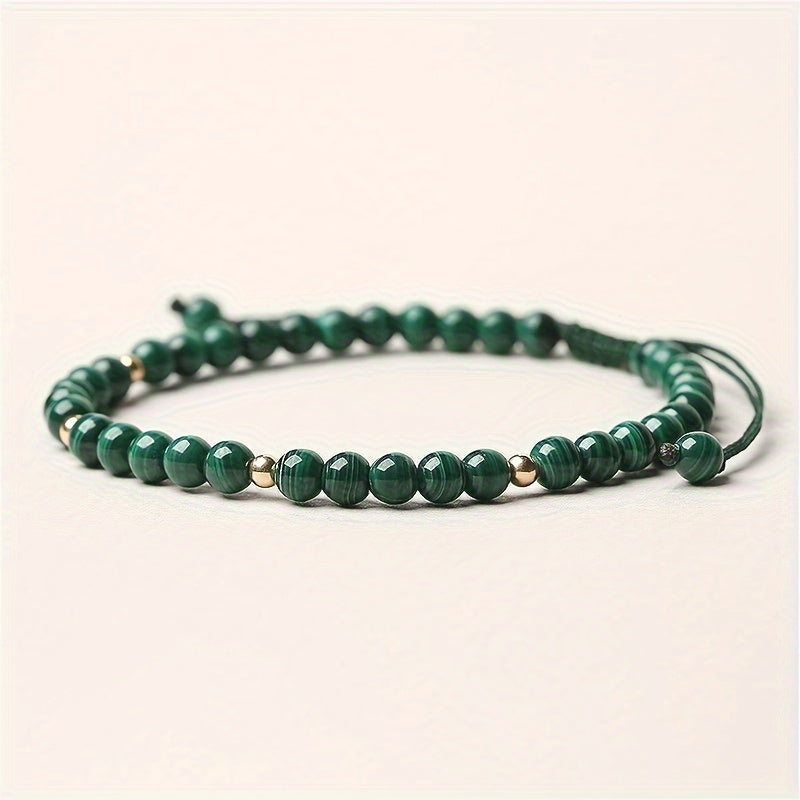 Natural Malachite Beads Braided Bracelet - Energy Balance & Lucky Hand Jewelry
