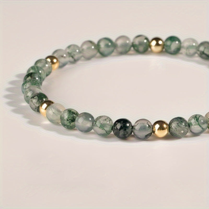 Green Agate Woven Bracelet - Adjustable Design for Energy Healing and Daily Wear