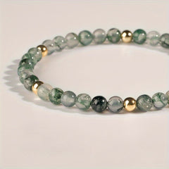 Green Agate Woven Bracelet - Adjustable Design for Energy Healing and Daily Wear