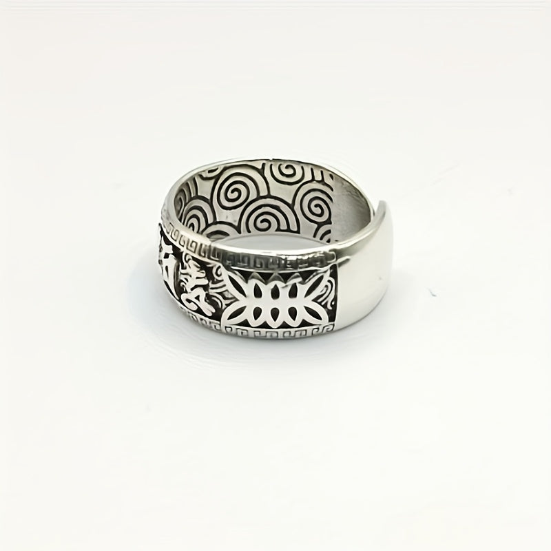 Ancient Sanskrit Mantra Silver Ring — Wealth Attraction, Spiritual Protection & Good Luck Amulet