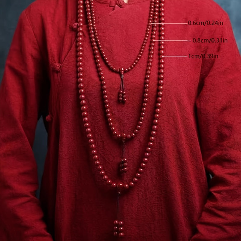 108 Beads Blessing Bracelet: Red Agate Beads for Good Luck & Spiritual Energy
